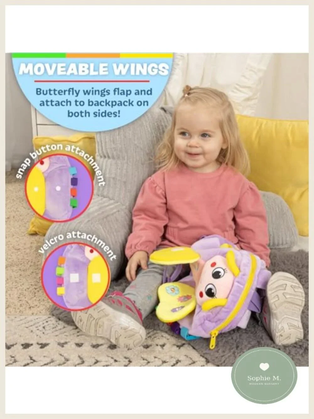 Educational Toddler Backpack Plush Activity Toy with Buckles